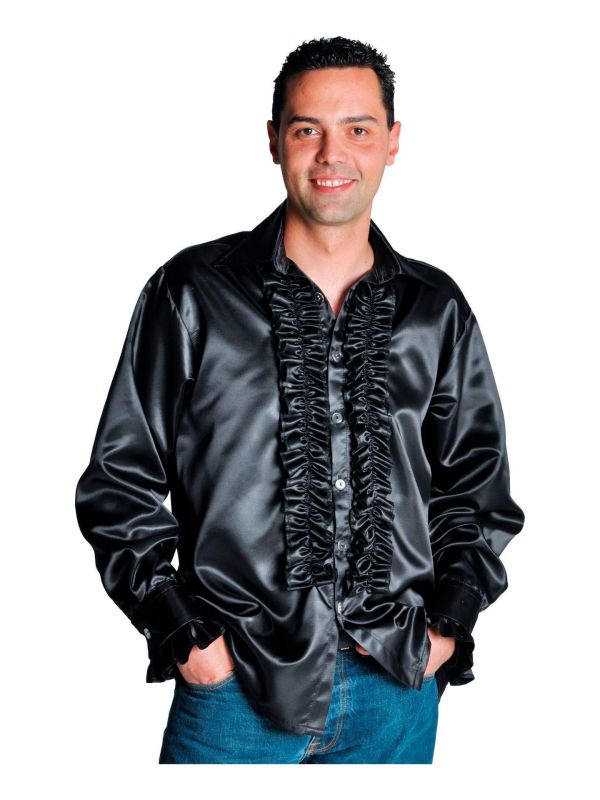 Zwarte rouches blouse heren main product photo