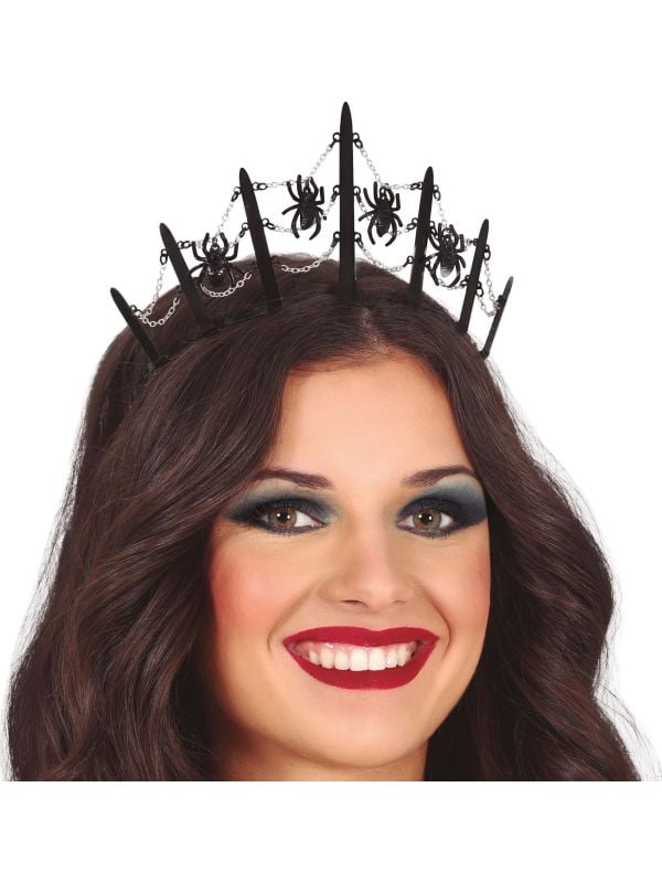 Zwarte spinnen diadeem halloween