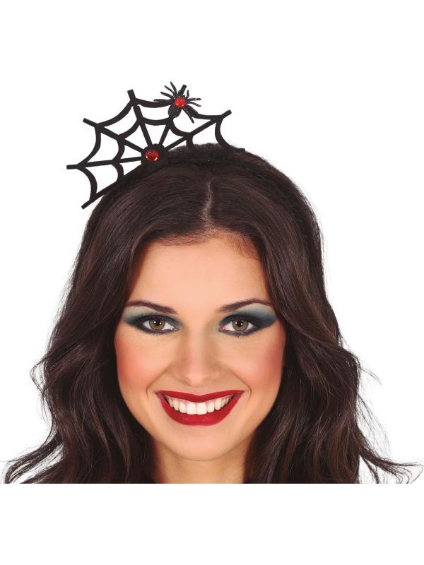 Zwarte spinnenweb haarband halloween main product photo