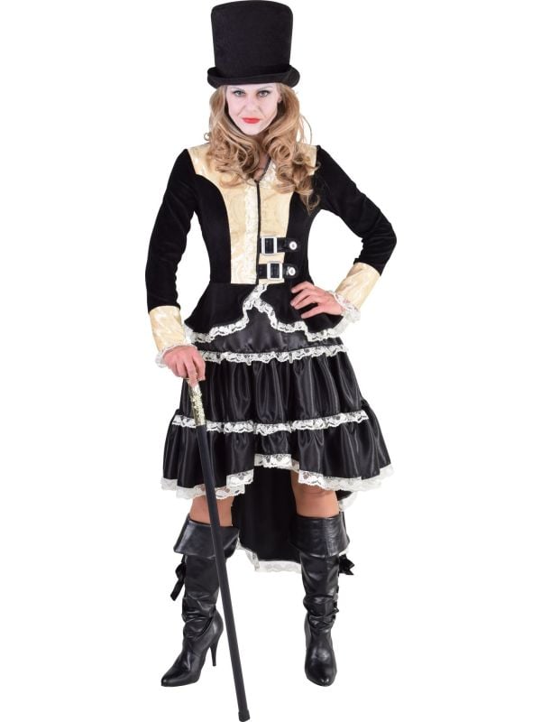 Zwarte steampunk pakje vrouwen main product photo