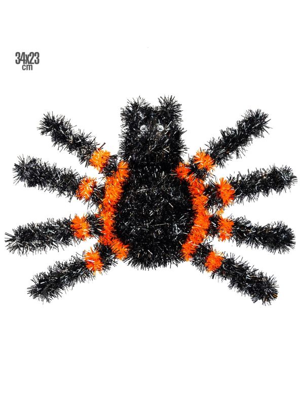 Zwarte Tinsel Spider Muur Decoratie Halloween