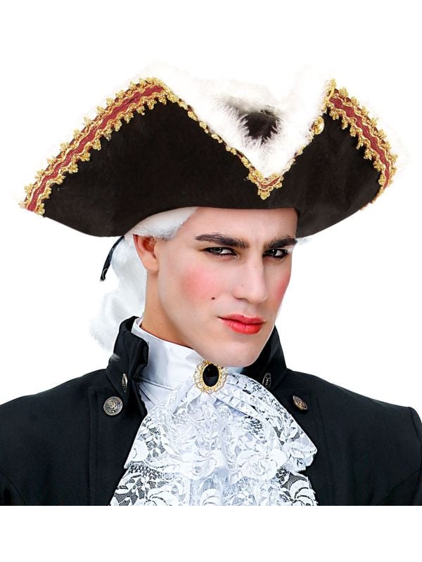 Zwarte tricorn met marabou rand main product photo