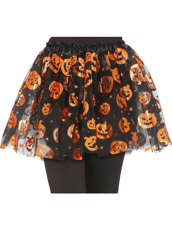 Zwarte tutu met oranje pompoenen kind 30 cm halloween