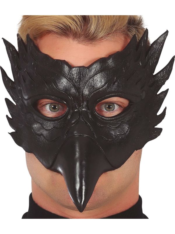 Zwarte uil halfmasker halloween