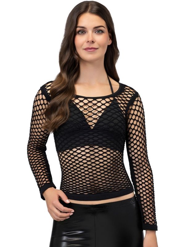 Zwarte Visnet Rave Top Dames