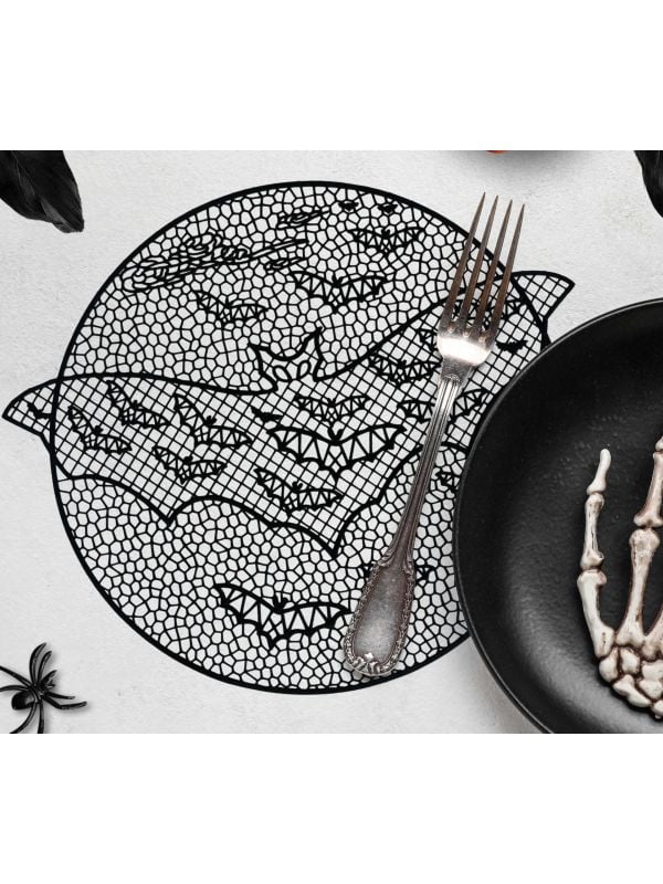 Zwarte vleermuis placemat 40 cm halloween
