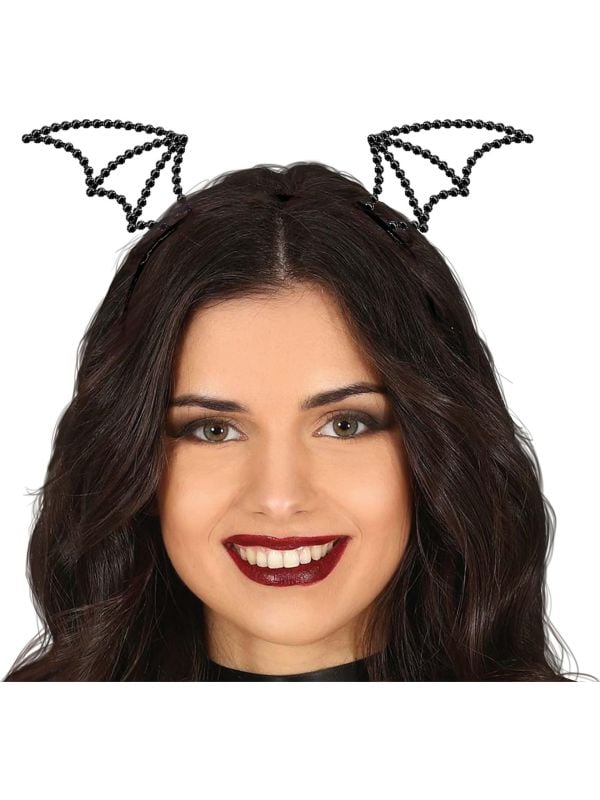 Zwarte vleermuis steentjes haarband halloween