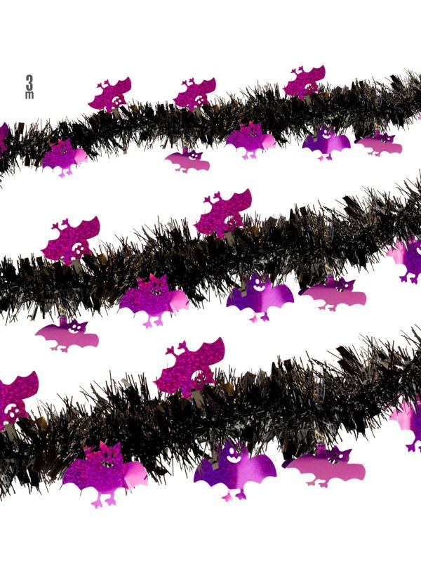 Zwarte Vleermuis Tinsel Decoratie Zwart