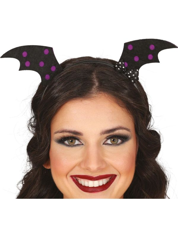 Zwarte vleermuis vleugels haarband halloween main product photo