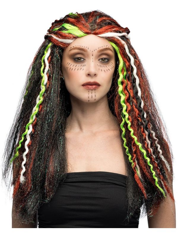 Zwarte Warrior Pruik Dames Halloween