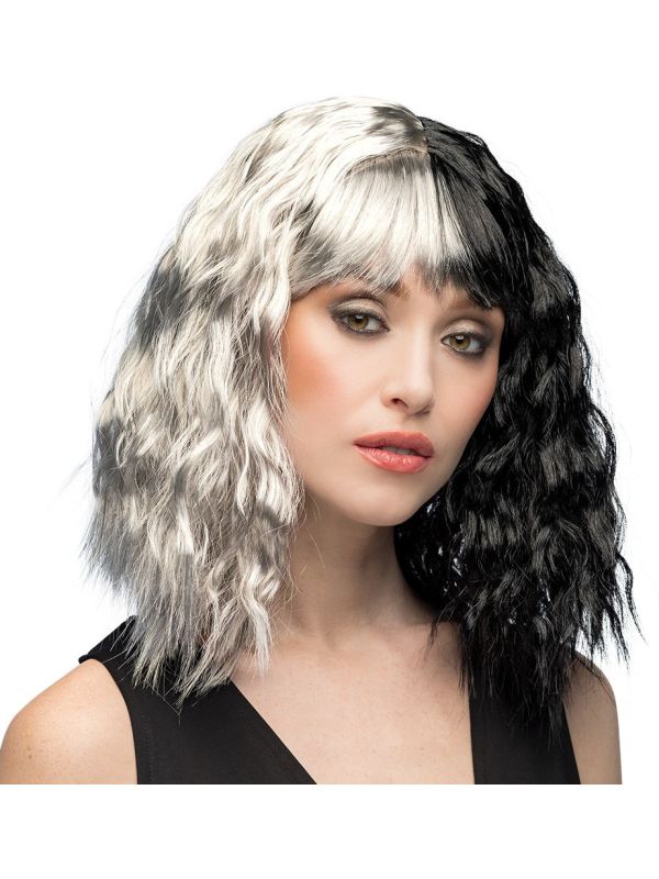 Zwarte Witte Cruella Pruik Dames