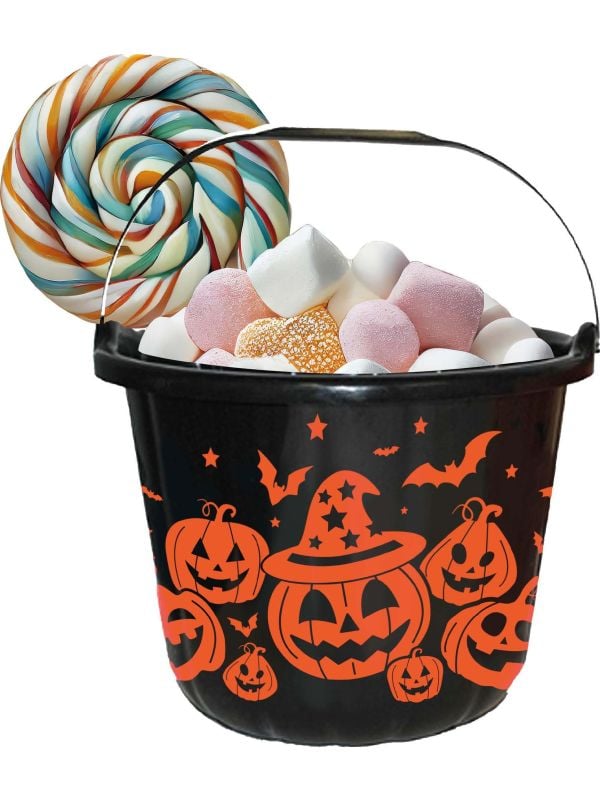 Zwart/oranje snoepemmer pompoen halloween