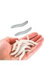 20 witte elastische wormen 4 cm halloween