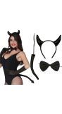 3 delige zwarte duivel set halloween