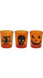 3 waxine licht glazen halloween 6,5 x 5 cm