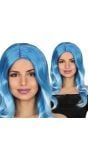 50's Pruik Lang met Slag Blauw