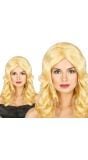 50's Pruik Lang met Slag Blond