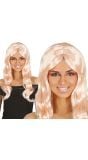 50's Pruik Lang met Slag Roze Blond