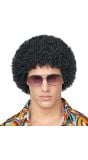 70s disco afro pruik zwart