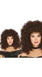 80's Bruine Rock Pruik Lang Krullen Dames