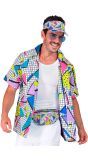 80s Disco Shirt Mannen Wit