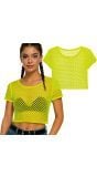 80's Neon Geel Dames Visnet T-Shirt