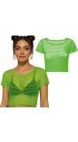 80's Neon Groen Dames Visnet T-Shirt