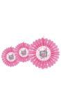 Baby roze honingraat waaier decoratie