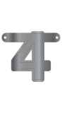 Banner cijfer 4 metallic zilver