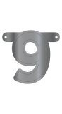 Banner cijfer 9 metallic zilver