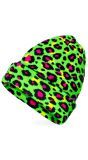 Beanie Carnaval Muts Neon Groen met Luipaardprint Dames Heren