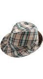 Beige Tartan Hoed