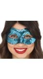 Blauw Pailletten Oogmasker