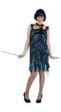 Blauw zwarte charleston jurk dames