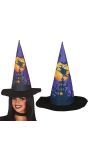 Blauwe halloween heksenhoed