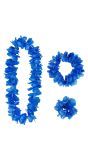 Blauwe Hawaii Verkleedset Bloemenkransen