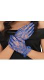 Blauwe Kanten Handschoenen Kort