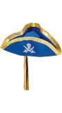 Blauwe piraten tricorn hoed