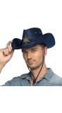 Blauwe Sheriff Hoed Suède Look