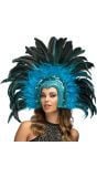 Blauwe Veren Hoofdtooi Carnaval Rio de Janeiro