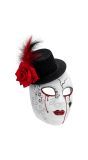 Bloederig Masker Wit met Hoed en Roos