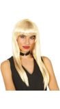 Blonde lange pruik met pony
