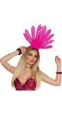 Braziliaanse tiara samba neon roze