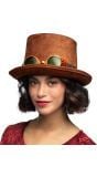 Bruine Hoge Hoed Steampunk met Bril