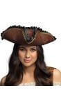 Bruine Piraten Hoed Tricorn