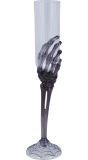 Champagneglas zwarte skelethand plastic 25 cm halloween
