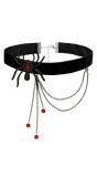 Choker Zwart met Spin Rood