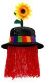 Clown Hoed Zwart met Haar en Bloem