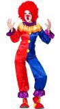 Clown kostuum dames rood blauw