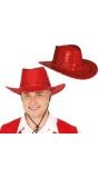 Cowboyhoed Rood Pailletten
